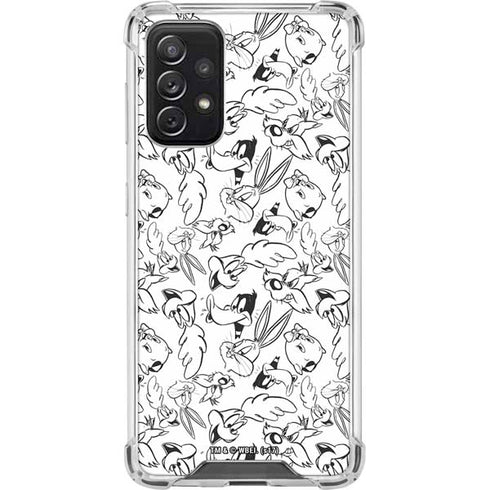 Looney Tunes Looney Squad Black and White Grid Galaxy A72 5G Clear Case
